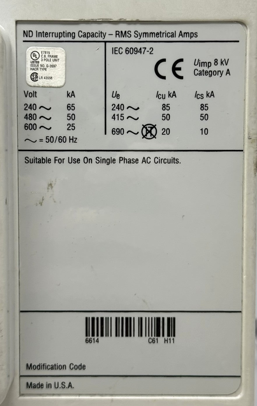 Eaton Cutler-Hammer ND312T36W 3-Pole 1200A 600V Circuit Breaker6