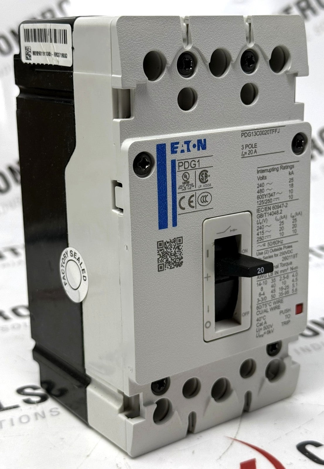 Eaton PDG13C0020TFFJ Power Defense 3-Pole 20A 600V Molded Case Circuit Breaker4