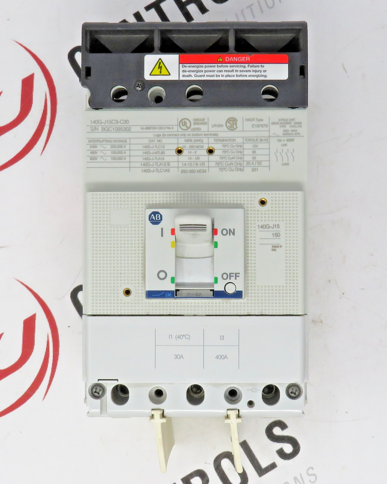 Allen-Bradley 140G-J15C3-C30 Molded Case Circuit Breaker 3P 30A 600VAC 150kA3