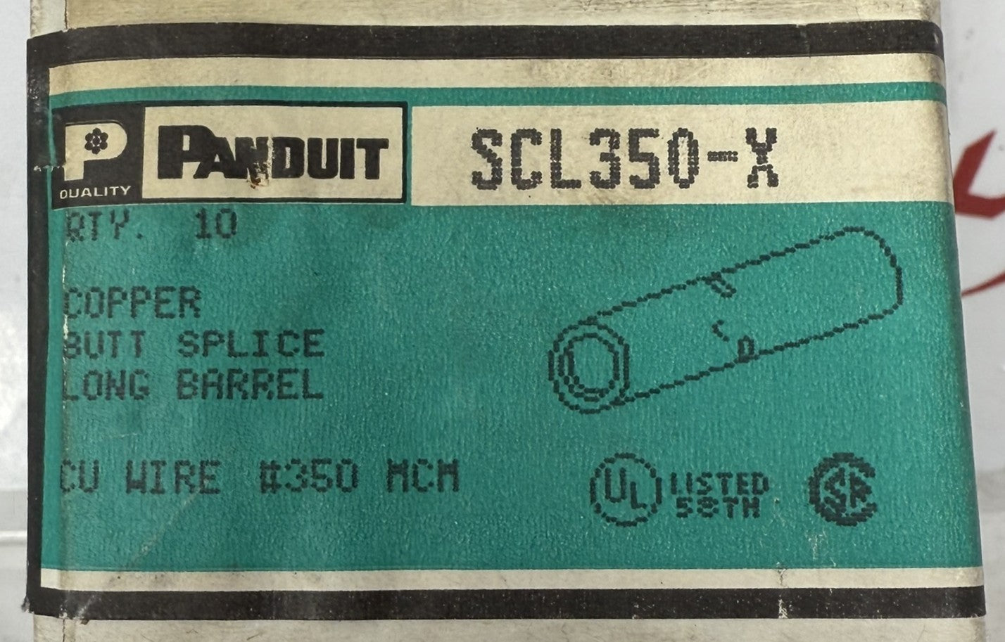 Panduit SCL350-X Pan-Lug Long Barrel Copper Butt Splice (Box of 8)5