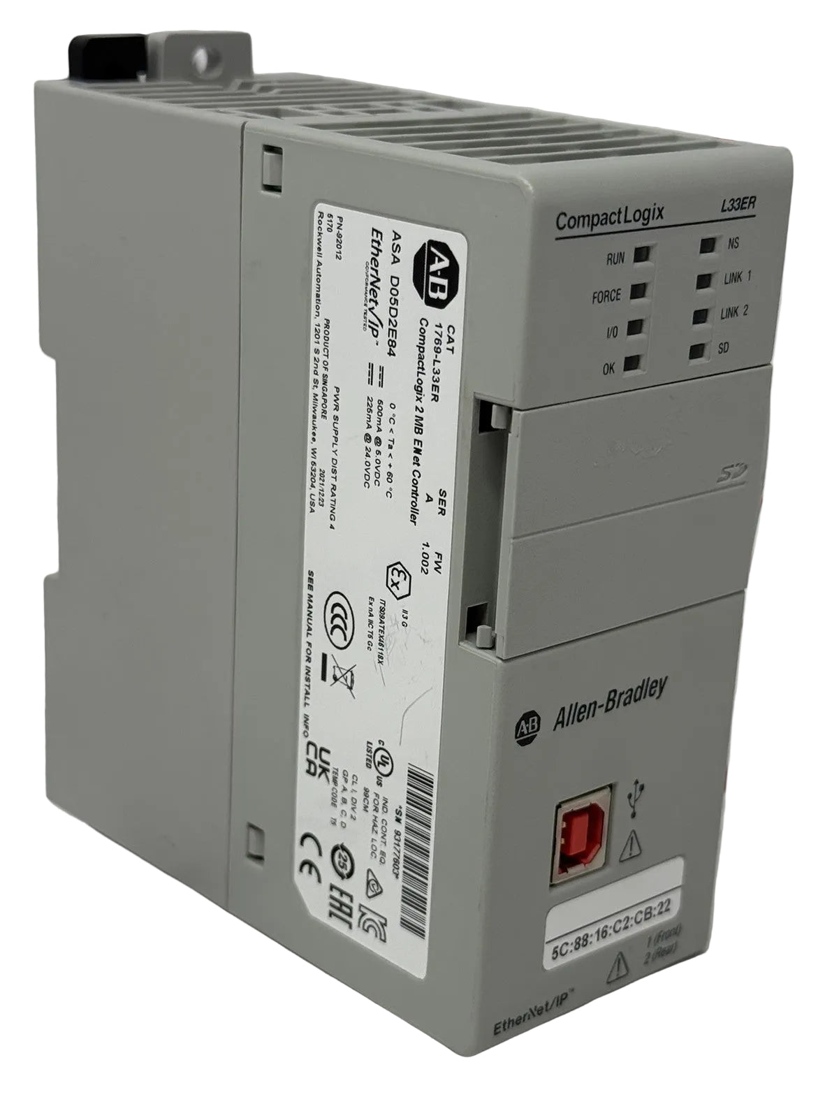 Allen-Bradley 1769-L33ER CompactLogix 2MB ENet PLC Controller0