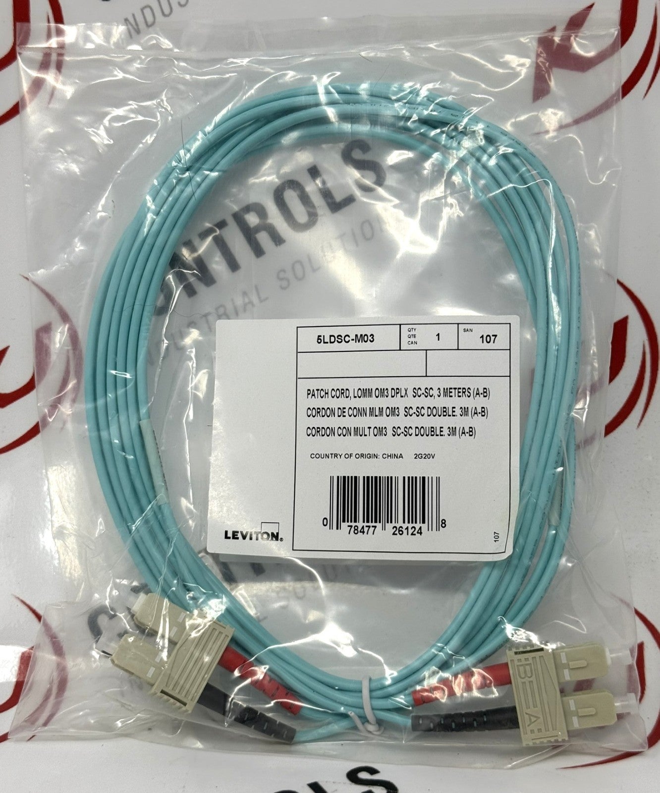 Leviton 5LDSC-M03 OM3 SC-SC Duplex Fiber Patch Cable 10ft0