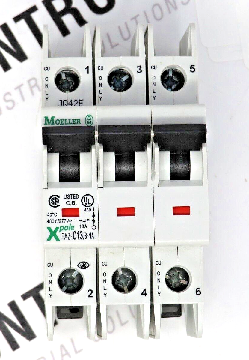 Eaton Moeller FAZ-C13/3-NA Xpole Miniature 3Pole 13A Thermal MAG Circuit Breaker