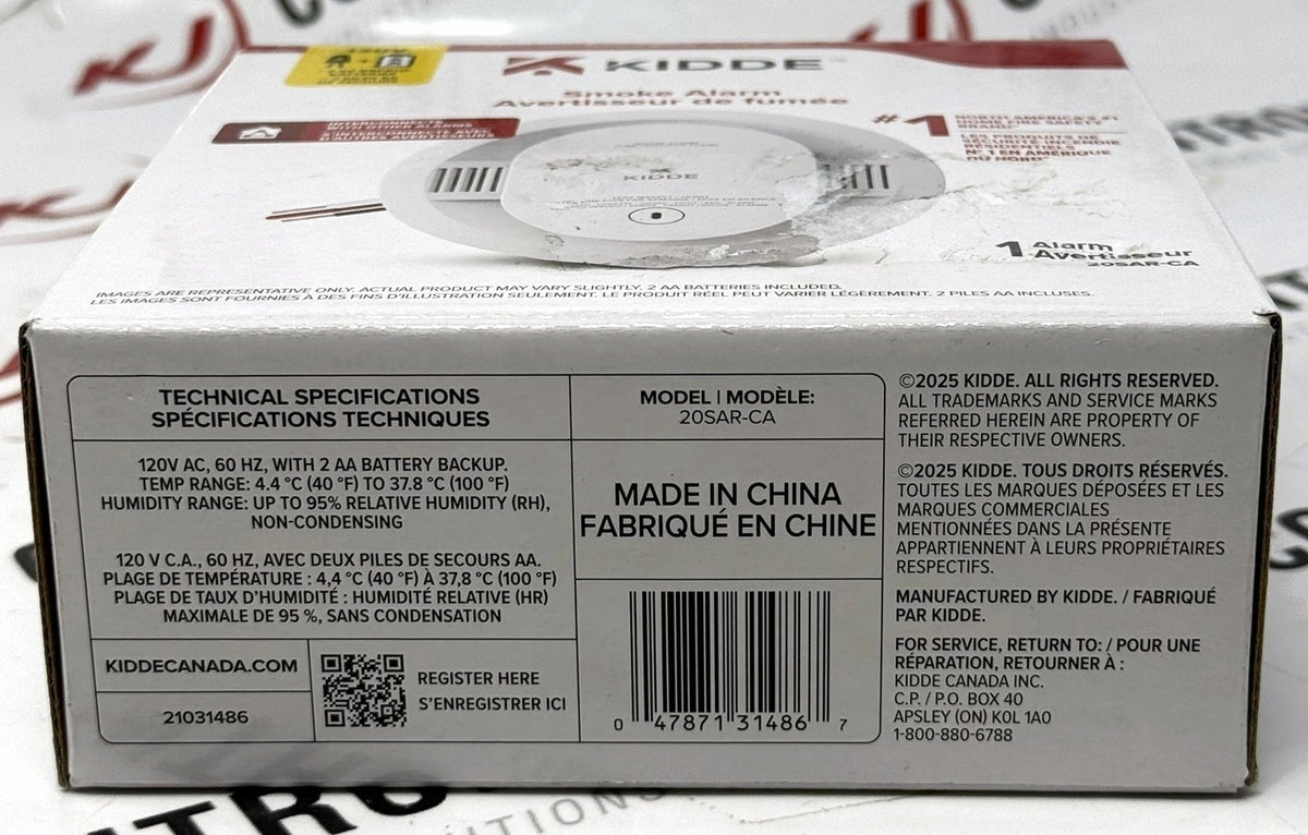 Kidde 20SAR-CA 21031486 Hardwired Photoelectric Smoke Alarm 120V4