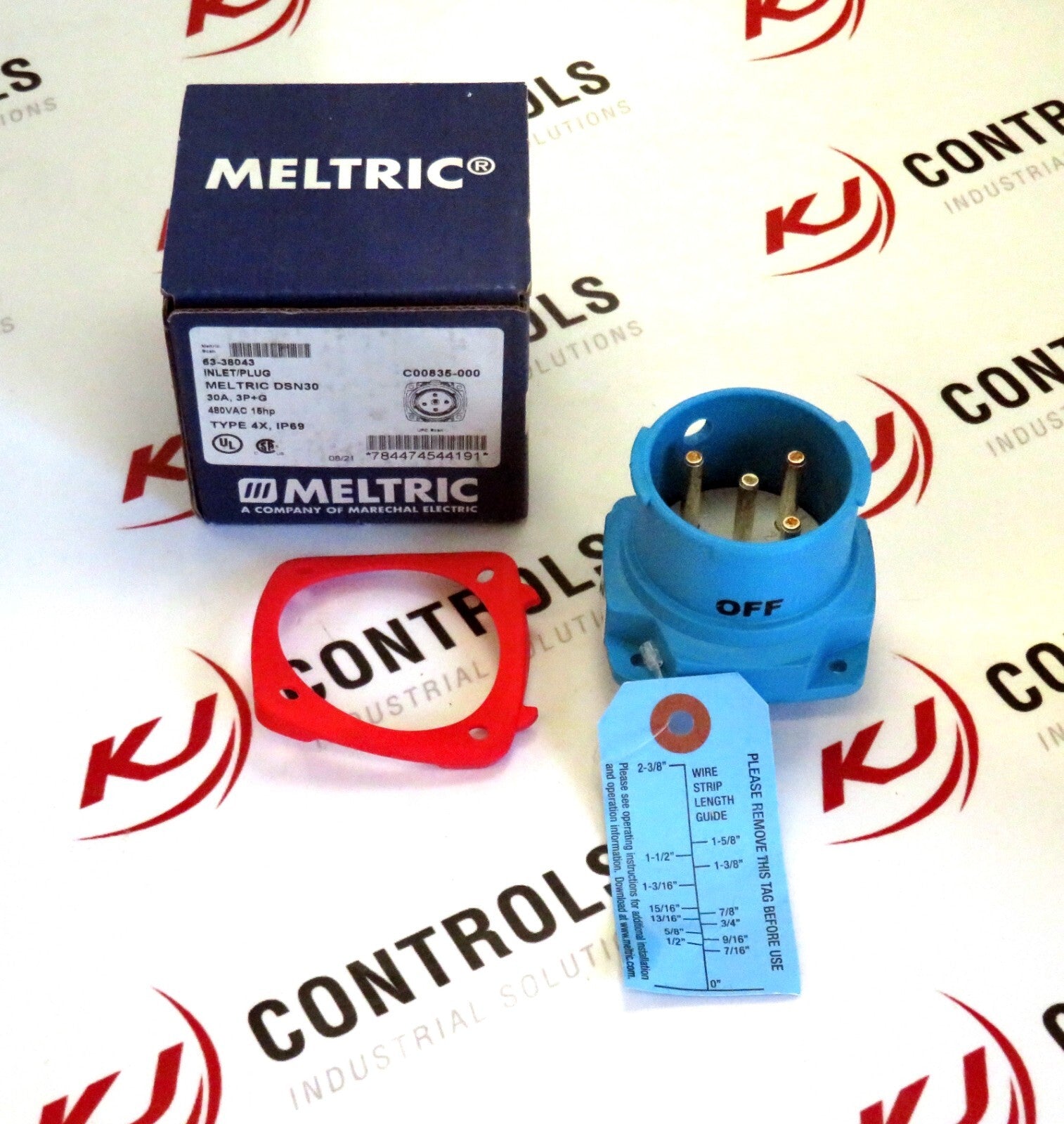 Meltric 63-38043 DSN30 Inlet / Plug 30A 3P+G  TYPE 4X IP69 480VAC 15HP1