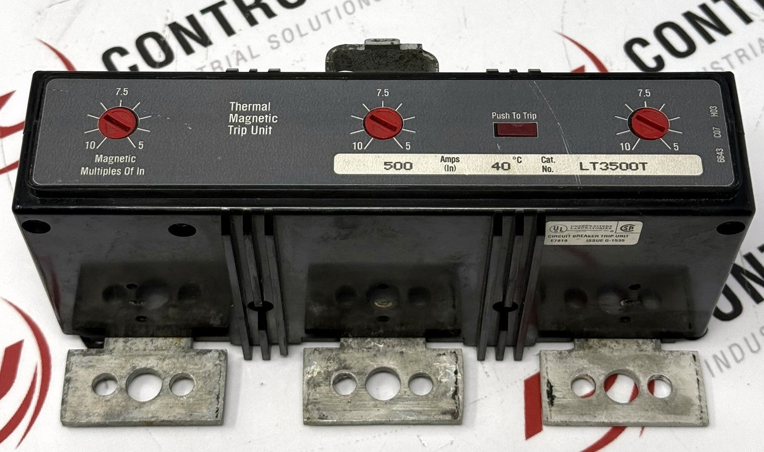 Eaton Cutler-Hammer LT3500T 3-Pole 500A Thermal Magnetic Trip Unit0