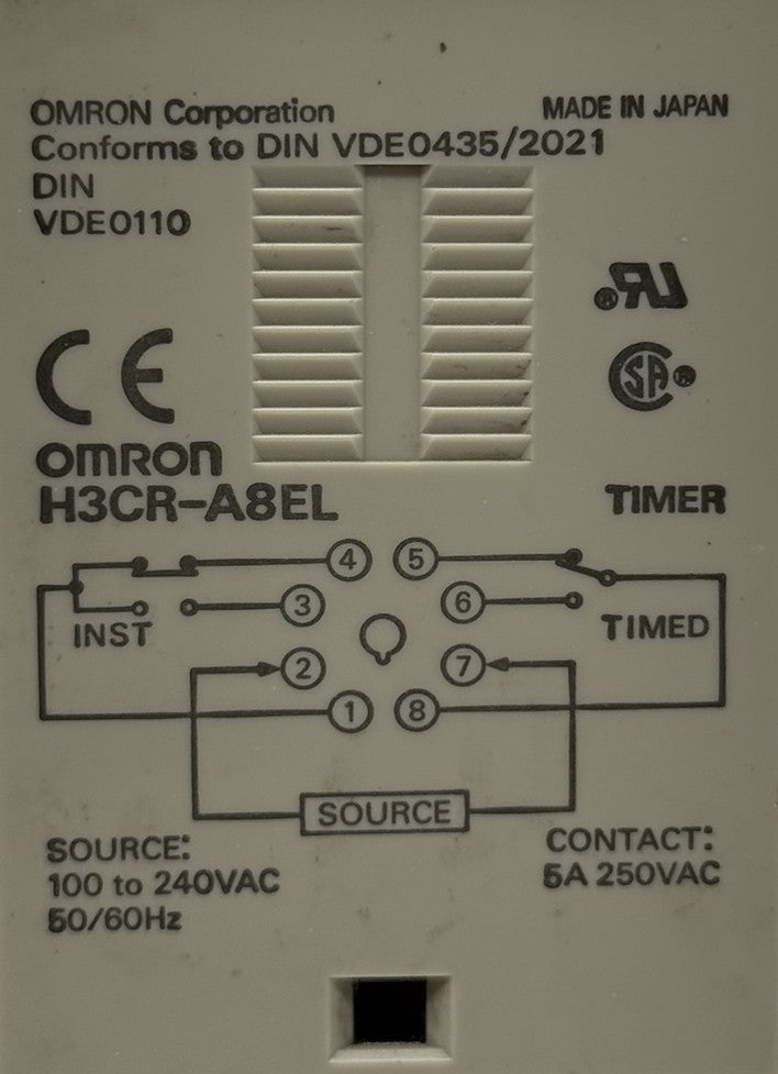 Omron H3CR-A8EL 8-Pin Timer Relay 100-240VAC 5A3