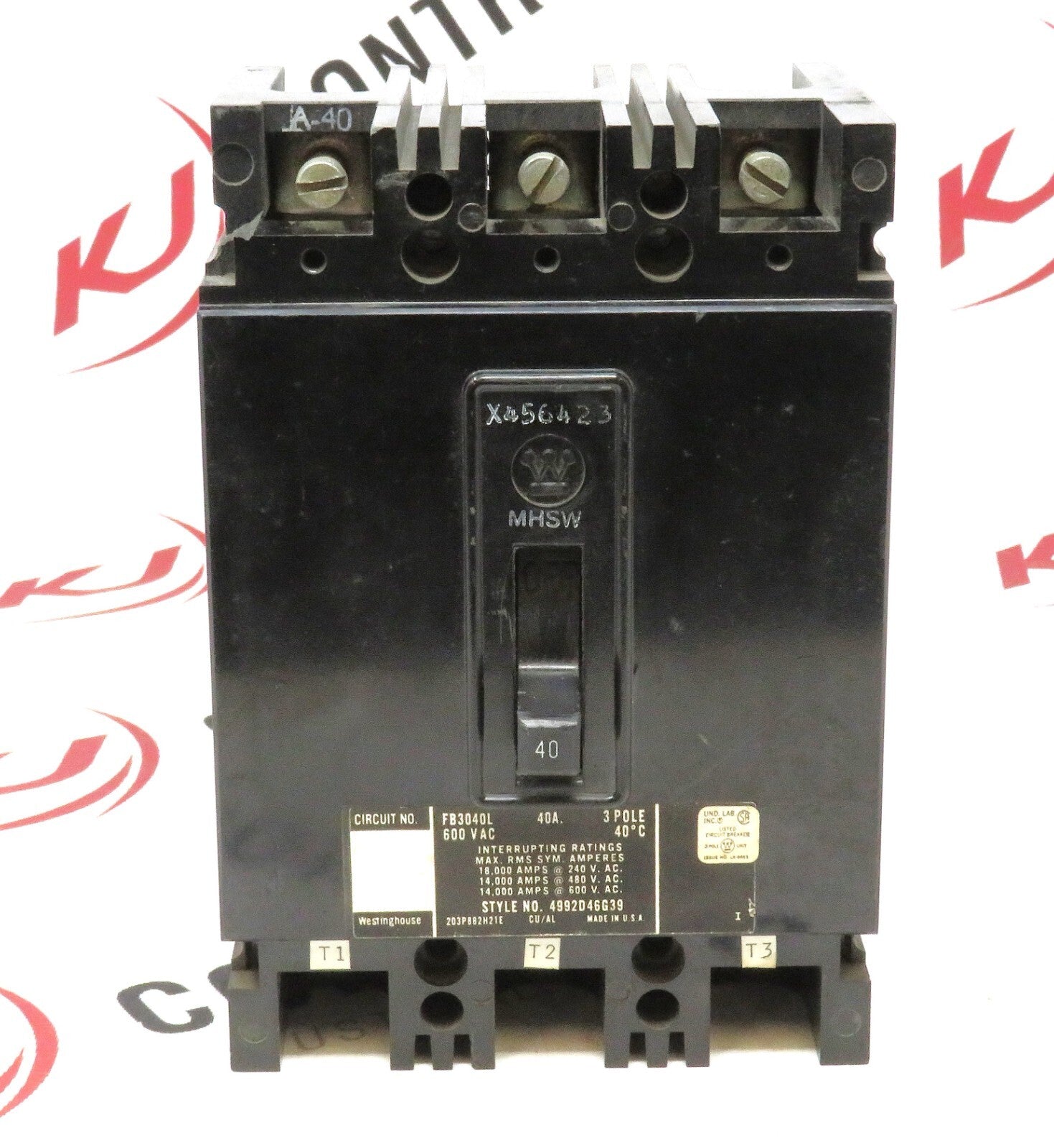 Eaton Westinghouse FB3040L 40A 3-Pole 600V FB Series Circuit Breaker0