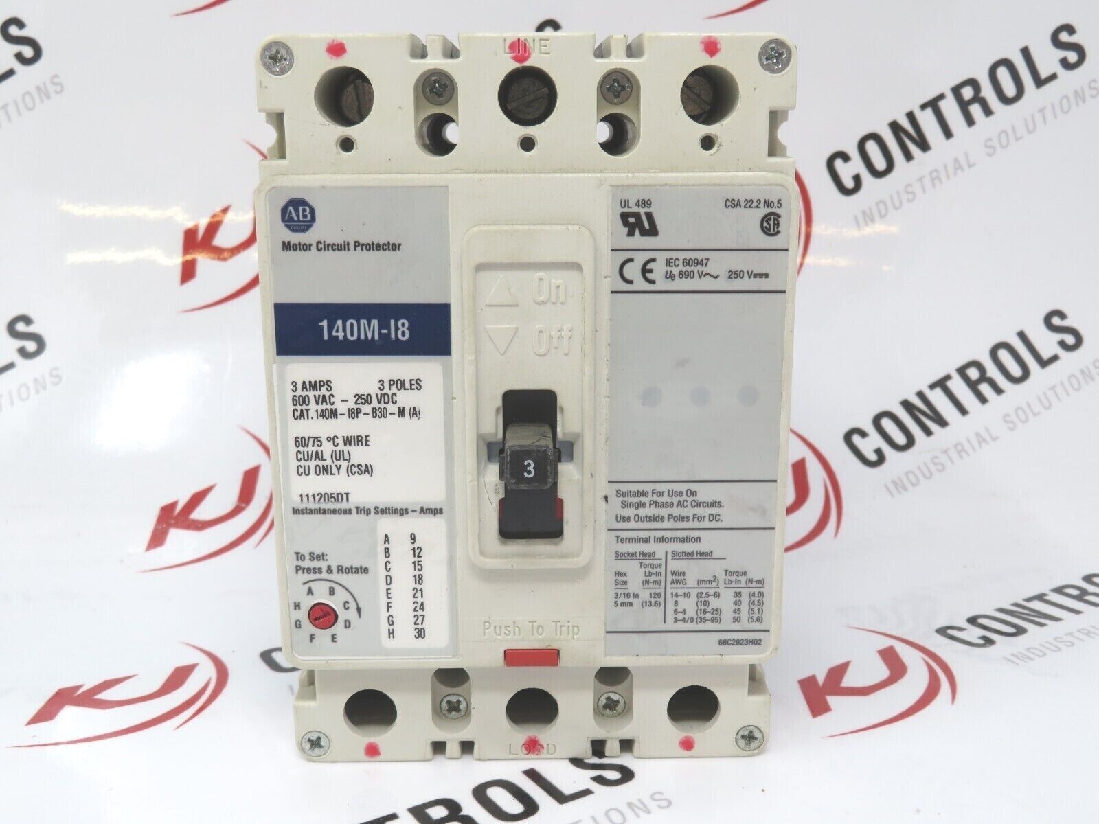 Allen-Bradley Circuit Breakers 3Pole Various Amps 3A to 7A Breakers