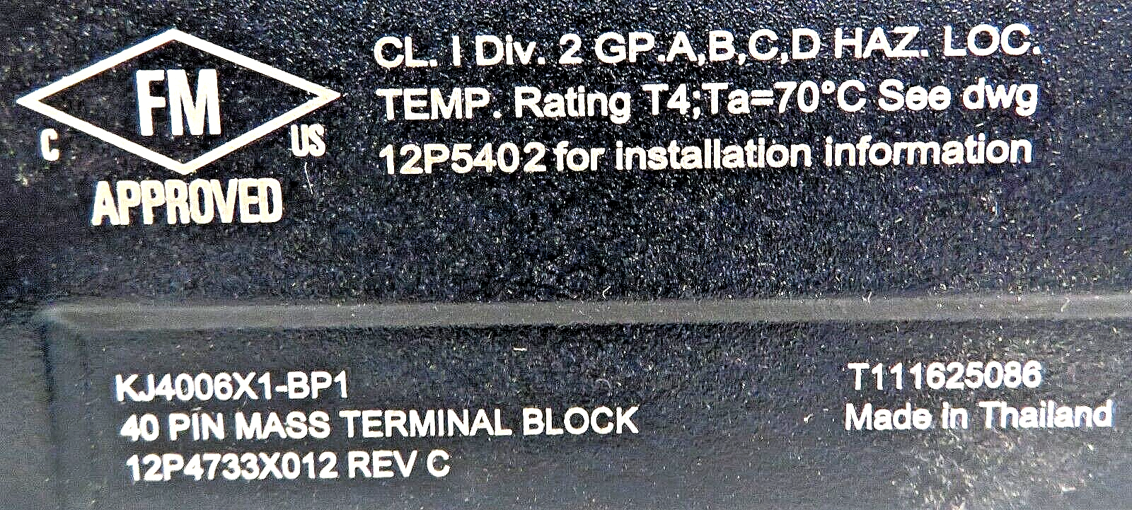 Emerson KJ4006X1-BP1 40-Pin Mass Terminal Block, DeltaV 12P4733X012 Rev C/D