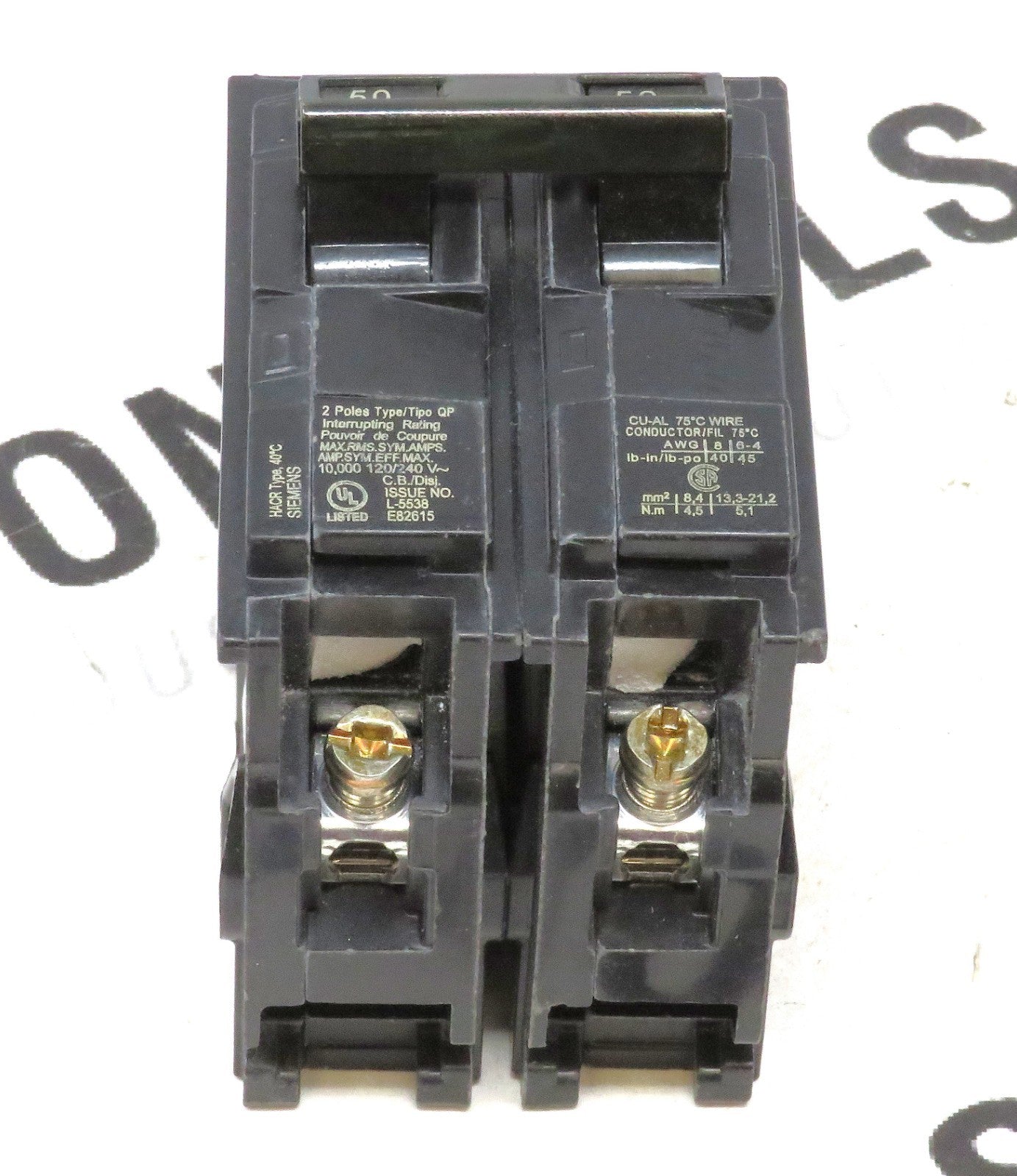 Siemens Q250 2-Pole 50A 120/240V QP Type Plug-In Circuit Breaker 10kA3