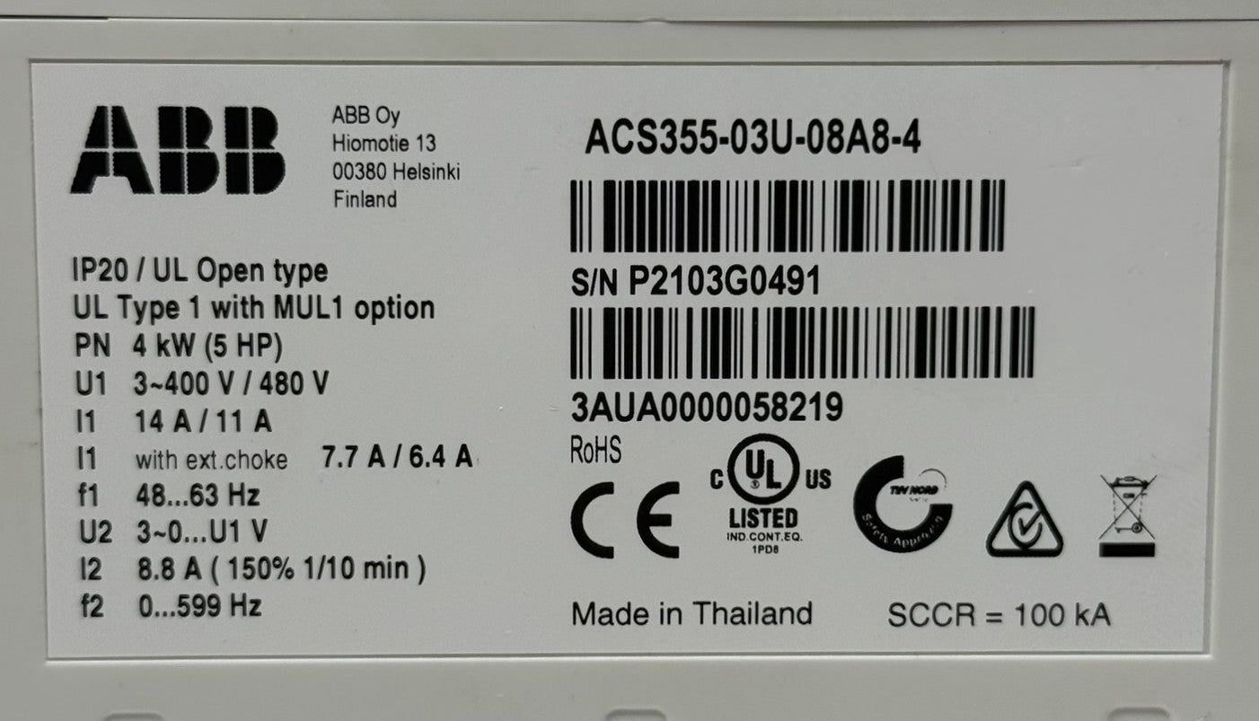 ABB ACS355-03U-08A8-4 480V 5HP Variable Frequency Drive4