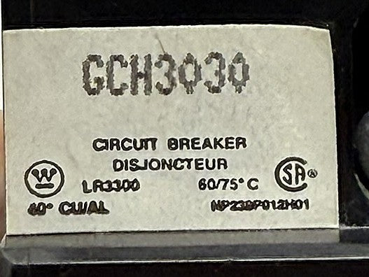 Westinghouse GCH3030 3-Pole 30A Molded Case Circuit Breaker 600Y/347V5