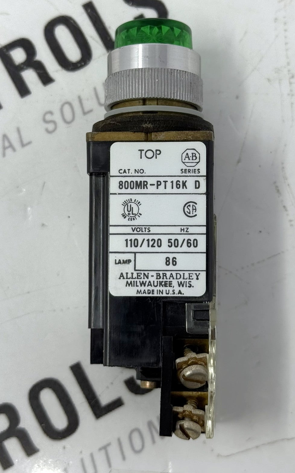 Allen-Bradley 800MR-PT16K 22.5mm Push-to-Test Green Pilot Light0