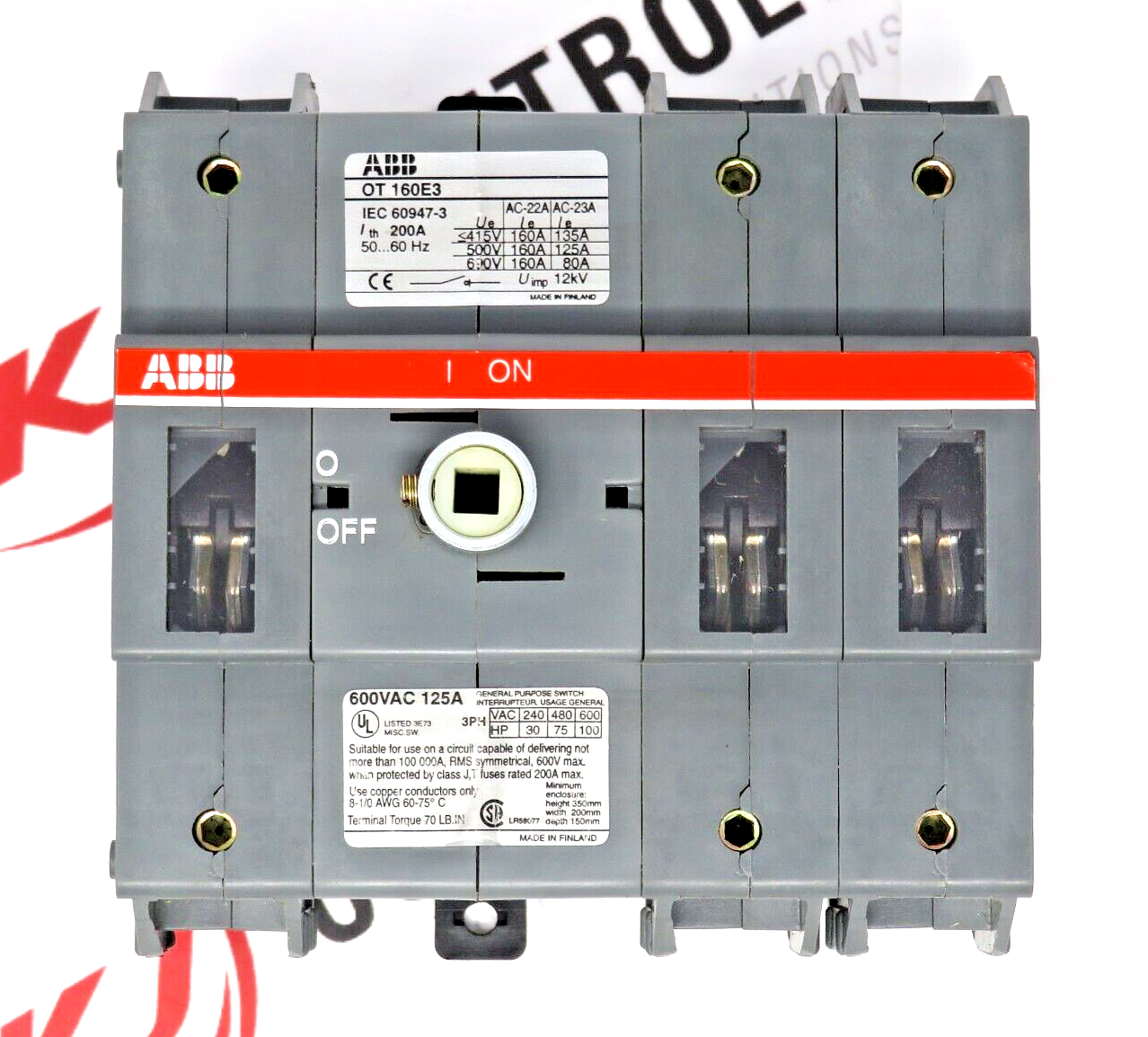 ABB-Asea Brown Boveri OT160E3 160A 600VAC Disconnect Switch