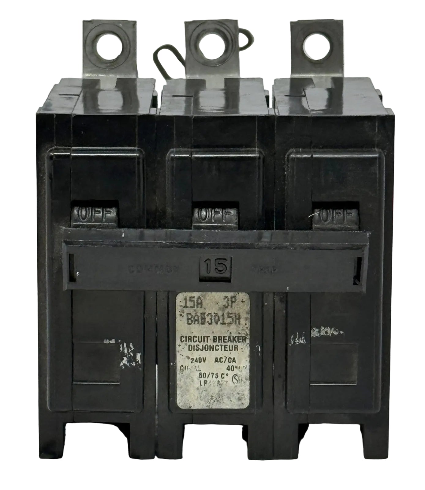 Westinghouse BAB3015H 3-Pole 15A 240V 10kAIC Bolt-On Circuit Breaker0