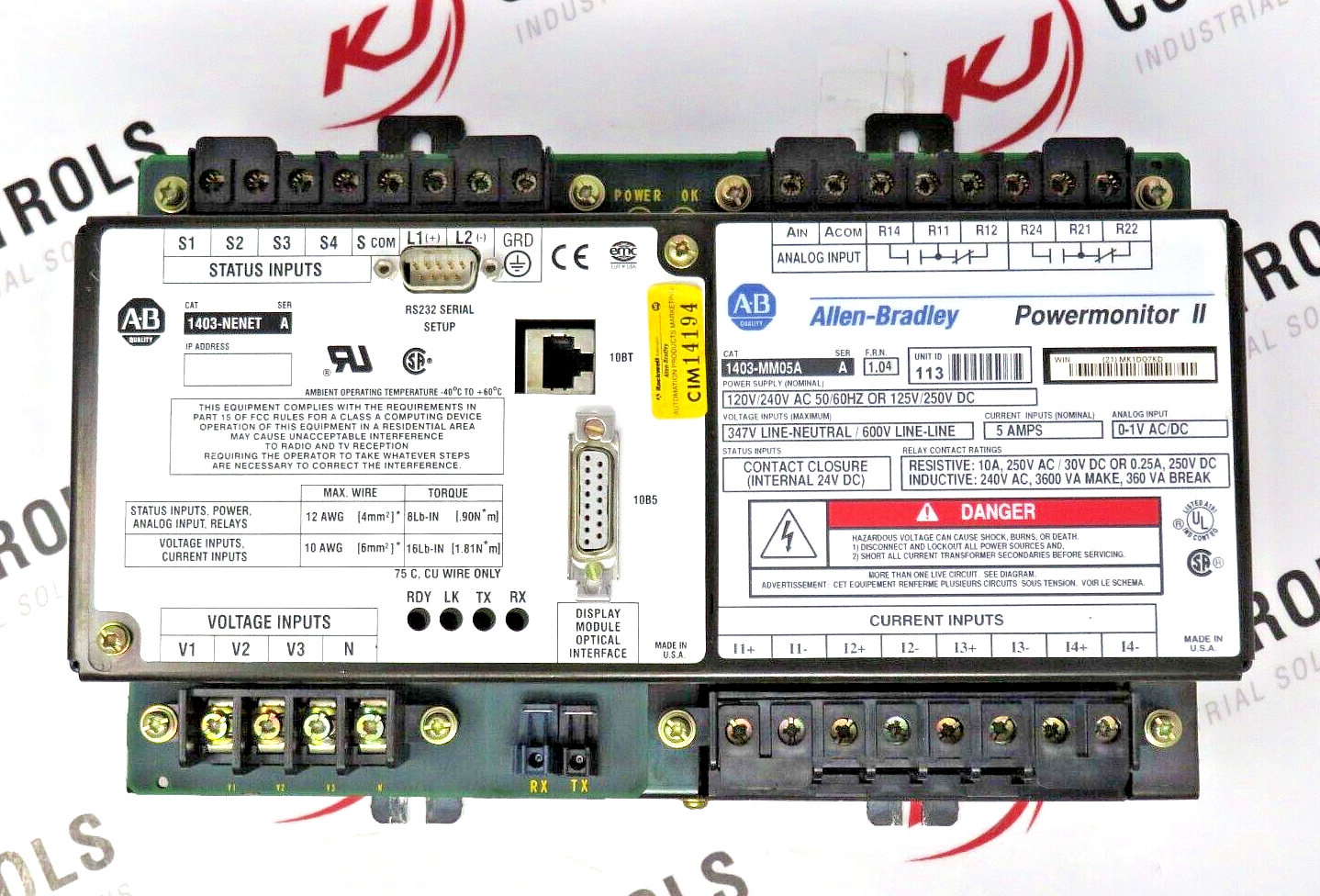 Allen-Bradley 1403-MM05A Powermonitor II Display/1403-NENE Communication Module