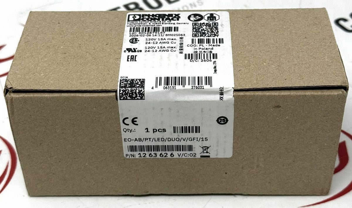 Phoenix Contact 1263626 EO-AB/PT/LED/DUO/V/GFI/15 Double GFCI Socket 15A 125VAC0