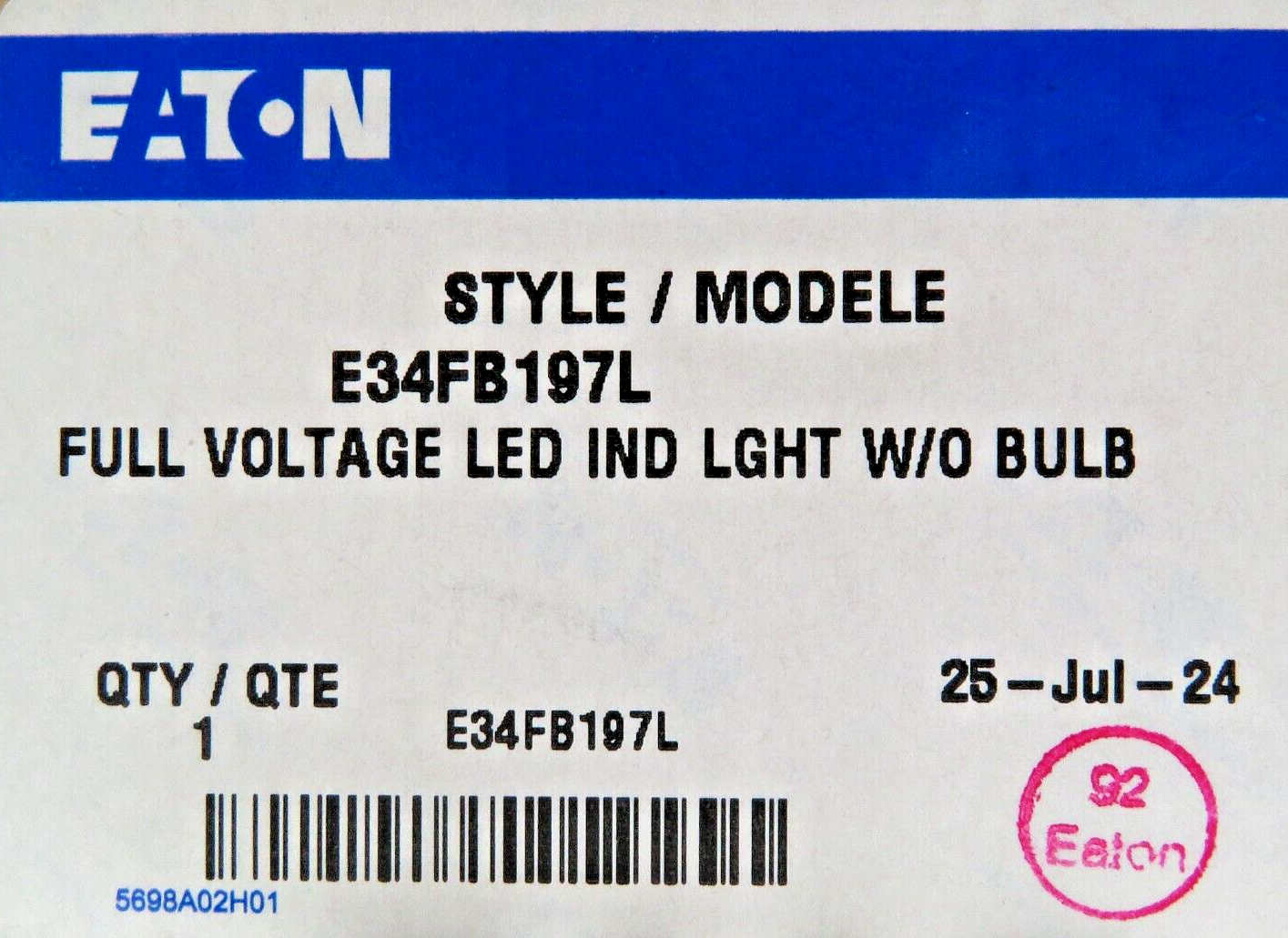 Eaton E34FB197L 30.5mm Corrosion-Resistant Indicating Light Full Voltage LED RDY