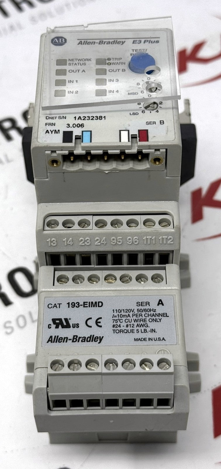 Allen-Bradley 592-EC2BC E3 Plus Overload Relay 3-15A1