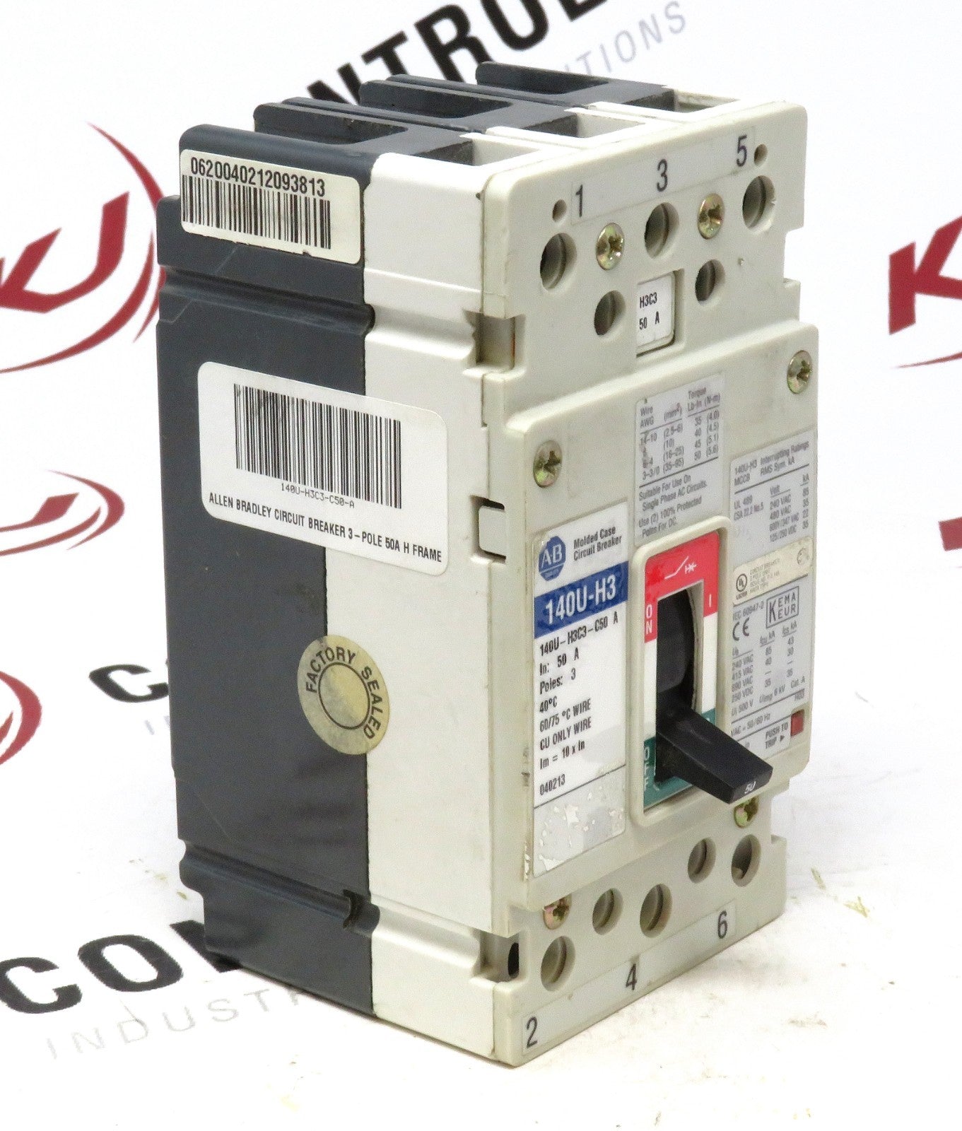 Allen-Bradley 140U-H3C3-C50 Circuit Breaker 3-Pole 50A H-Frame 600VAC1