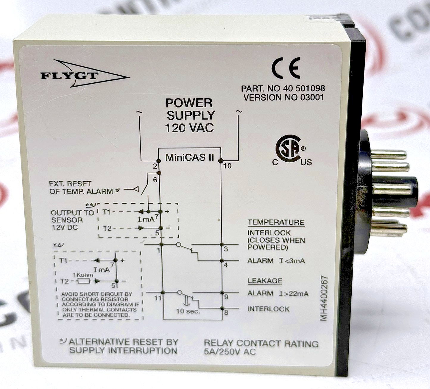 Minicas Relay Xylem Flygt 40-501098 MiniCAS II 11-Pin Supervision Relay 120VAC
