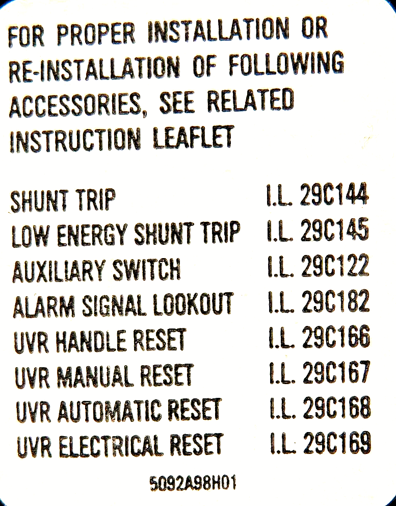 Westinghouse KT3200T 200A Thermal Magnetic Circuit Breaker Accessory Trip Unit