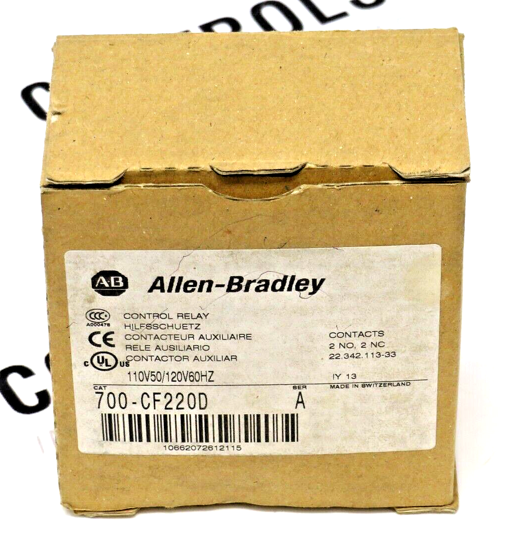 Allen-Bradley 700-CF220D 10A 120/110V 50/60HZ 2NO 2NC Control Relay