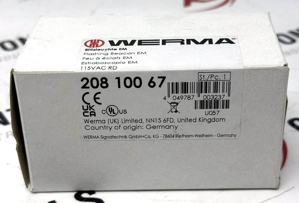 WERMA 20810067 Red Flashing Signal Beacon 115VAC IP650