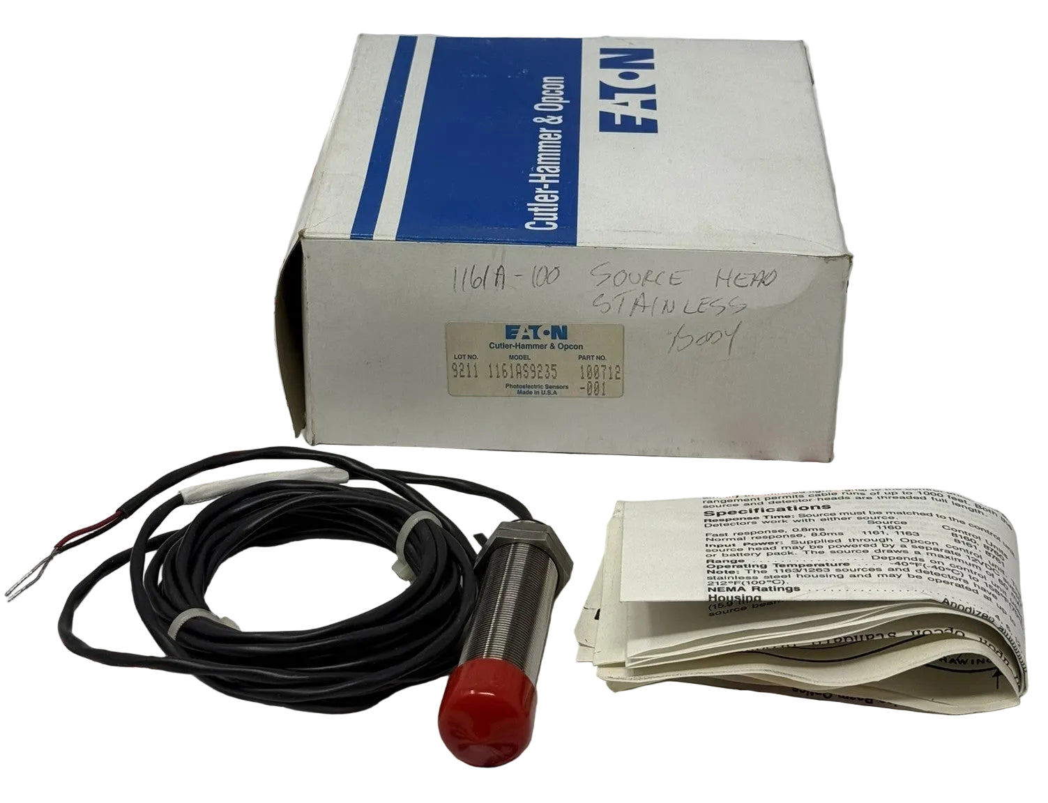 Eaton Cutler-Hammer Opcon 1161AS9235 Photoelectric Sensor Head 1ft1