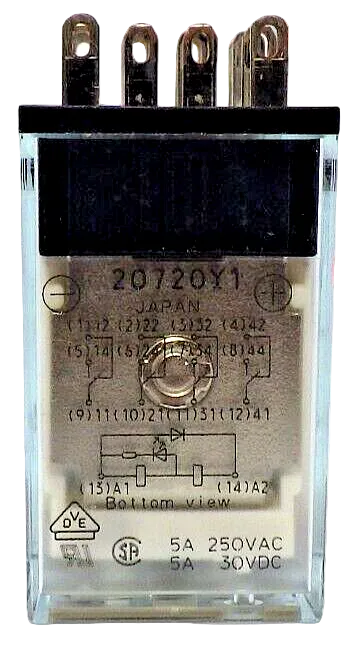 Omron MY4N-D2-24VDC 4PDT 24V DC 3A Relay with LED and Surge Protection