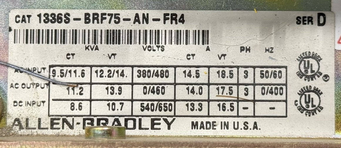 Allen-Bradley 1336S-BRF75-AN-FR4 1336 PLUS 7.5HP 480V Variable Frequency Drive5