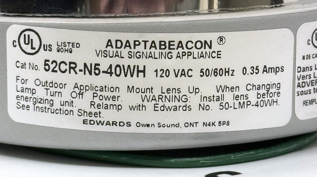 Edwards 52CR-N5-40WH AdaptaBeacon Red Rotating Beacon 120VAC 40W4