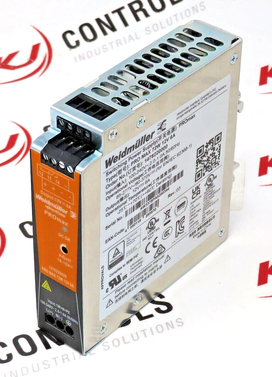 Weidmüller 1478220000 PRO MAX 72W 12V 6A Power Supply Unit