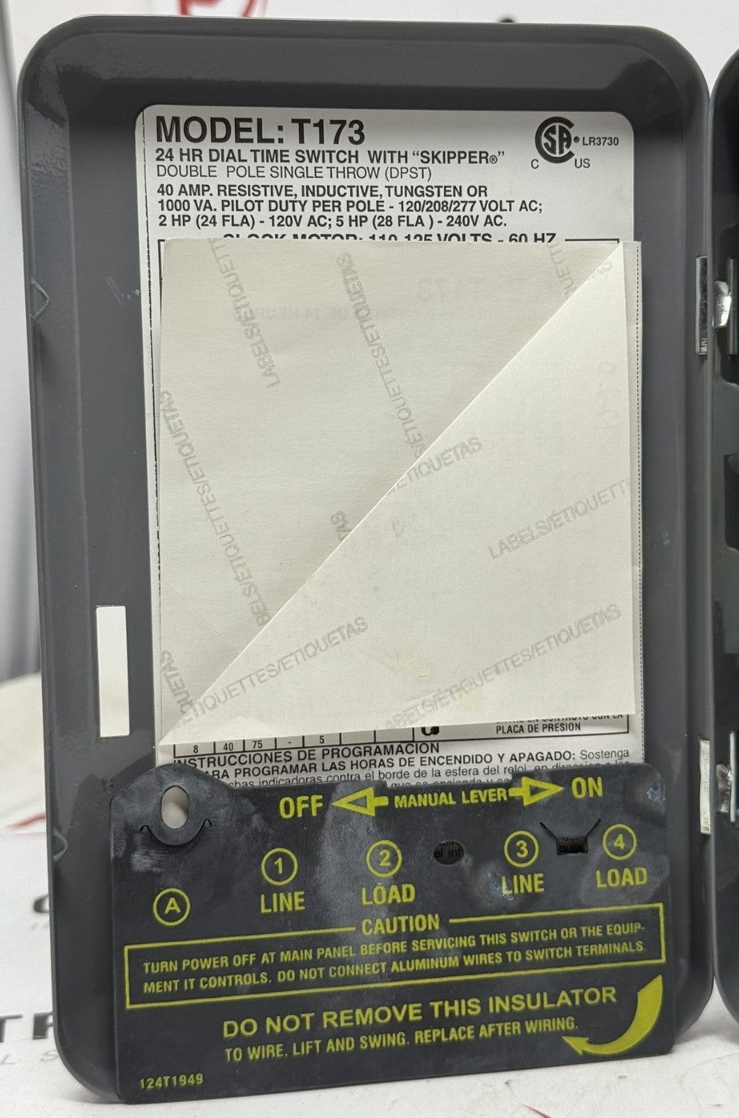 Intermatic T173 24 Hour Mechanical Time Switch DPST3