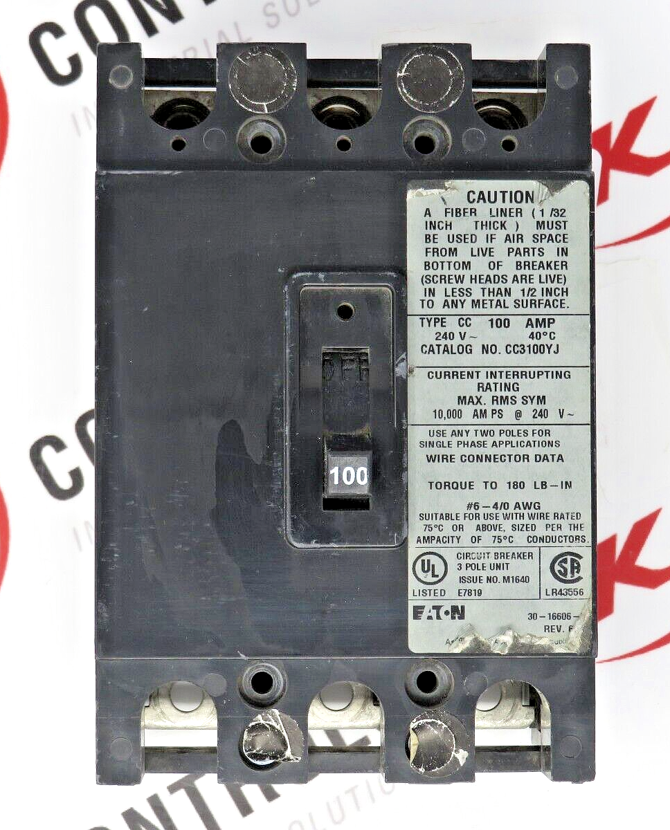 Eaton CC3100YJ 100A 3-Pole 240V 10kAIC Circuit Breaker