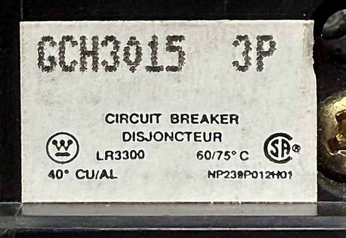 Westinghouse GCH3015 3-Pole 15A Molded Case Circuit Breaker 600Y/347V6