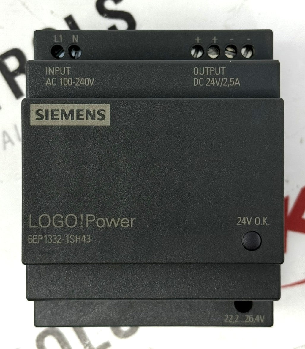 Siemens 6EP1332-1SH43 LOGO! 24VDC 2.5A 60W DIN Rail Power Supply1