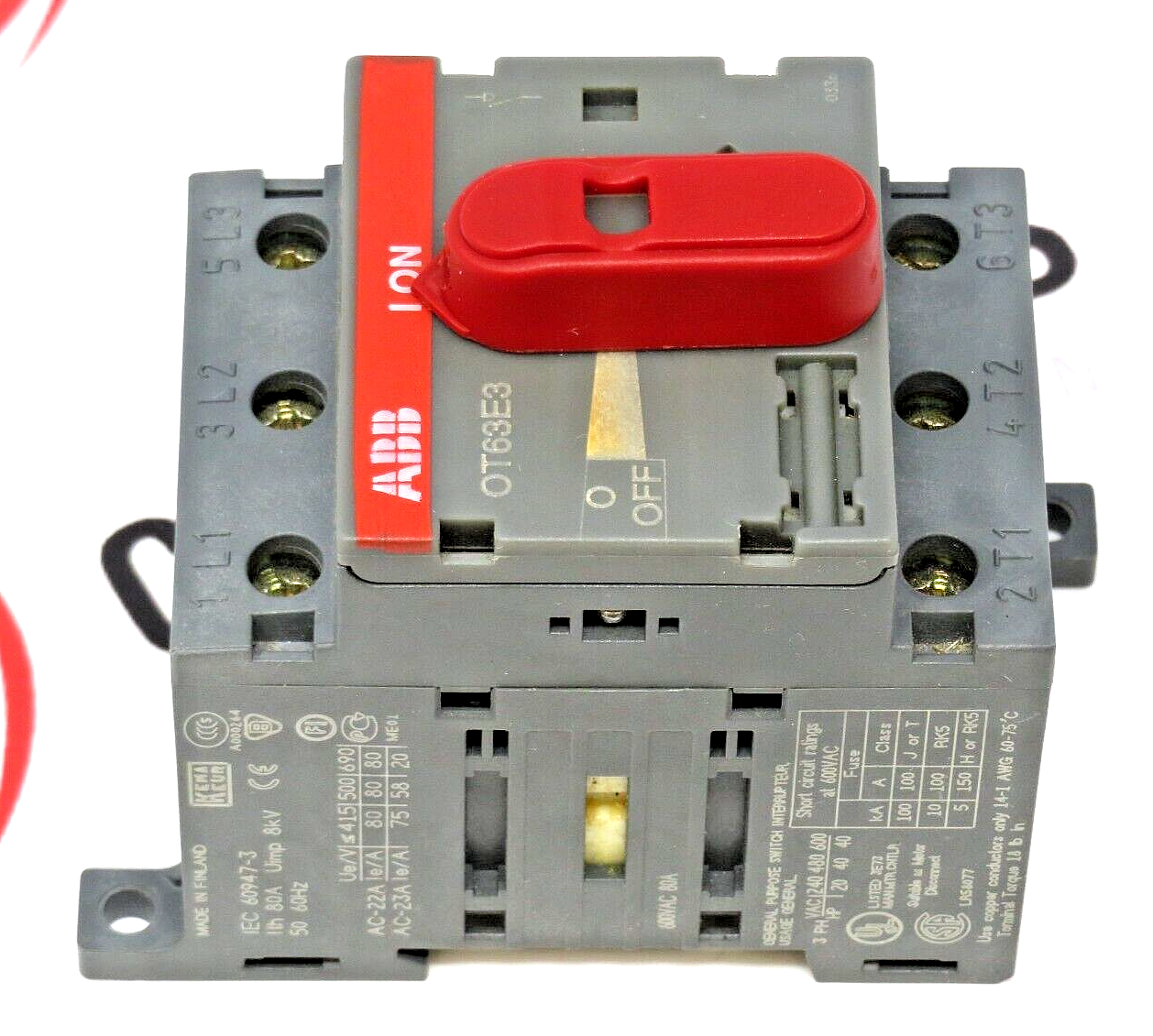 ABB-Asea Brown Boveri OT63E3 80A 600VAC Disconnect Switch