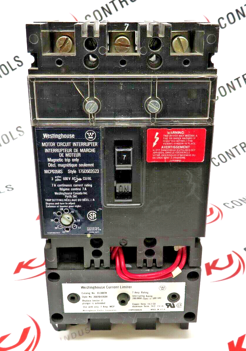 Westinghouse MCP0358S Circuit Breaker / Westinghouse EL3007R Current Limiter