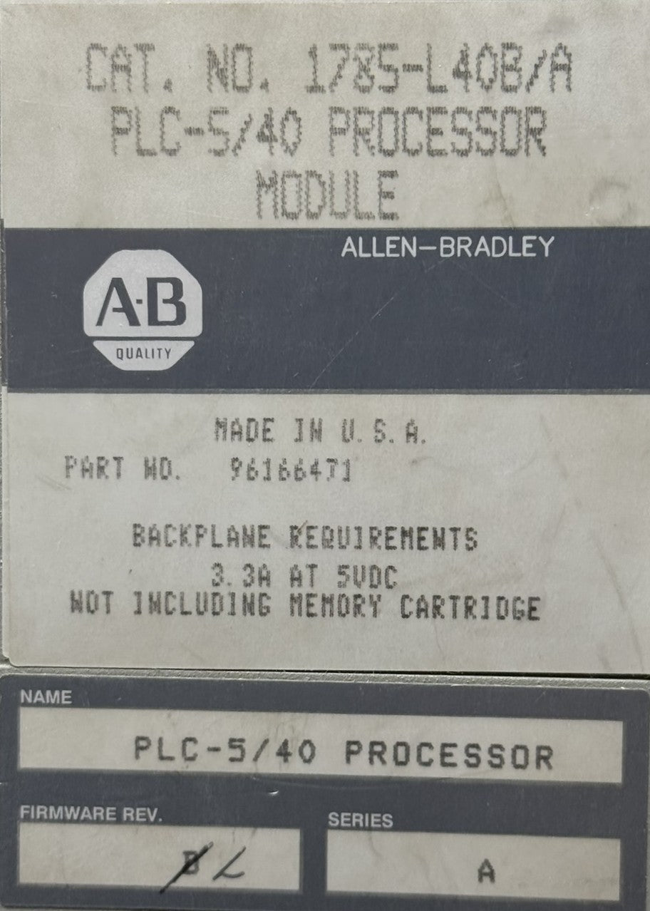Allen-Bradley 1785-L40B PLC-5/40 Processor Module3