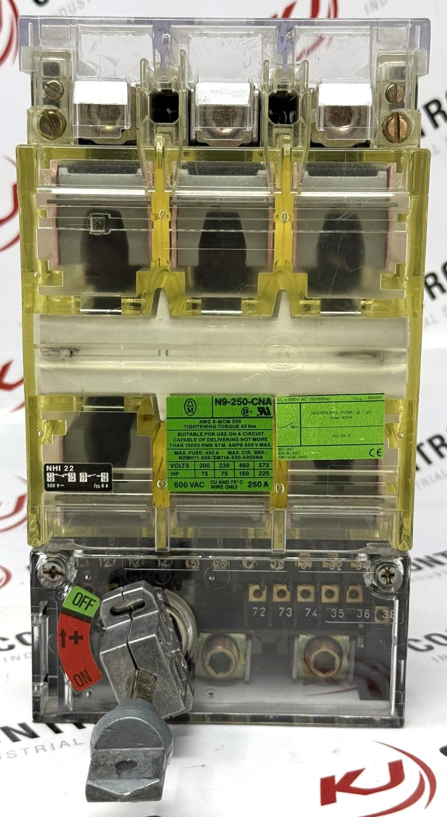 Moeller N9-250-CNA 3-Pole 250A 600VAC Motor Disconnect Switch0