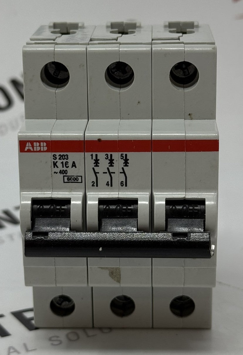 ABB S203-K16 3-Pole Miniature Circuit Breaker 16A0