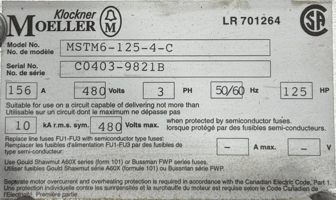 Benshaw MSTM6-125-4-C 3-Phase 125HP 480V Solid State Soft Starter7