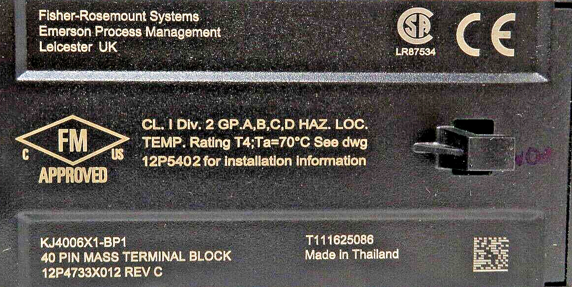 Emerson KJ4006X1-BP1 40-Pin Mass Terminal Block, DeltaV 12P4733X012 Rev C/D