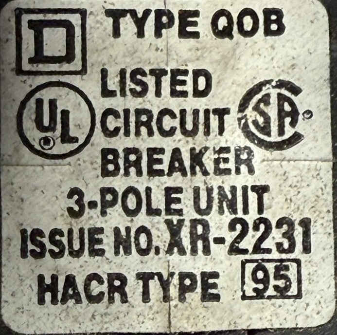 Square D QOB315 15A 3-Pole Bolt-On Circuit Breaker 120/240VAC3