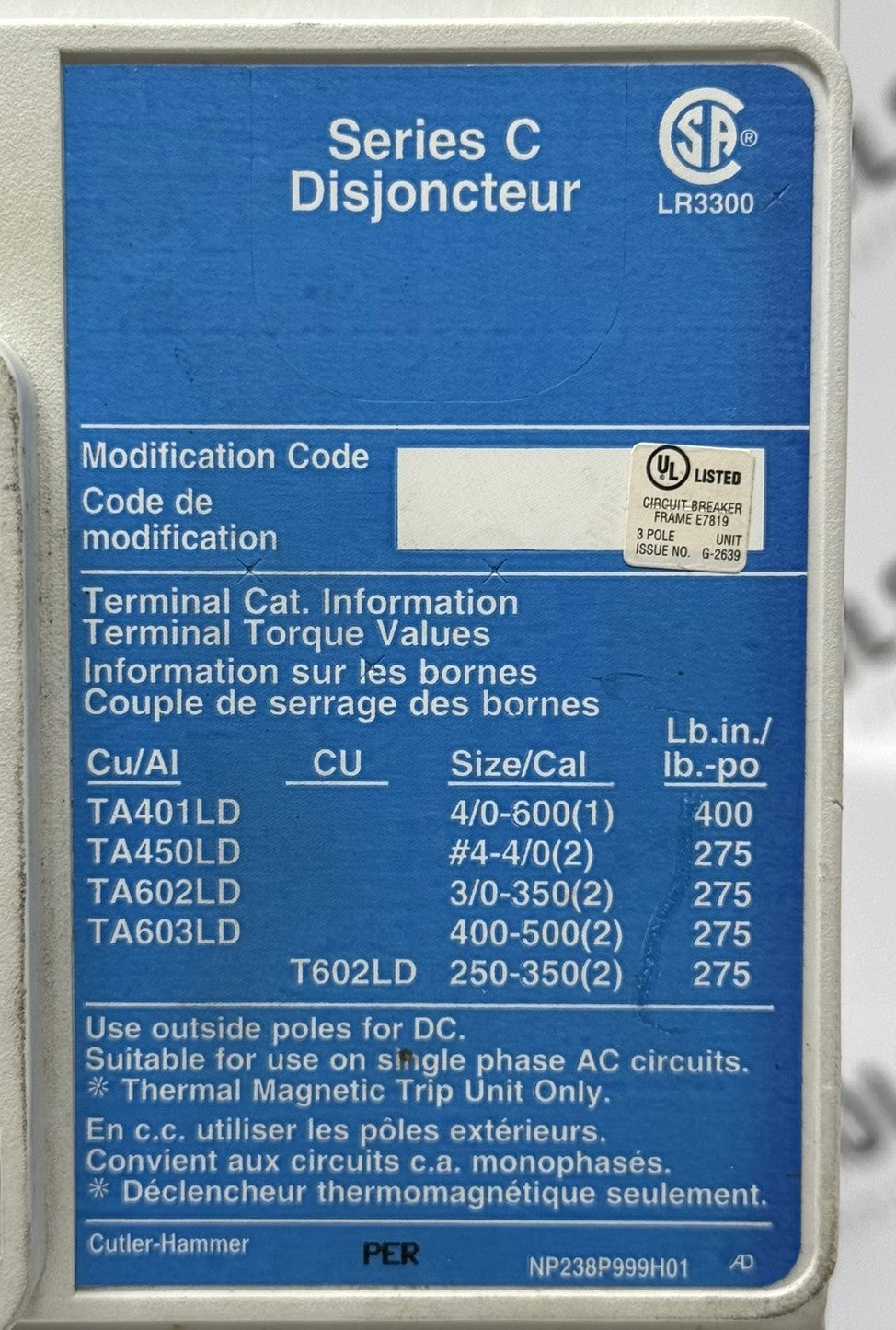 Cutler-Hammer LD3600F 3-Pole 600A 600V Circuit Breaker6