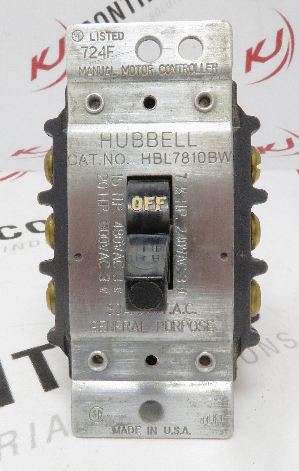 Hubbell HBL7810BW 30A 600VAC 3-Pole Manual Motor Control Switch0