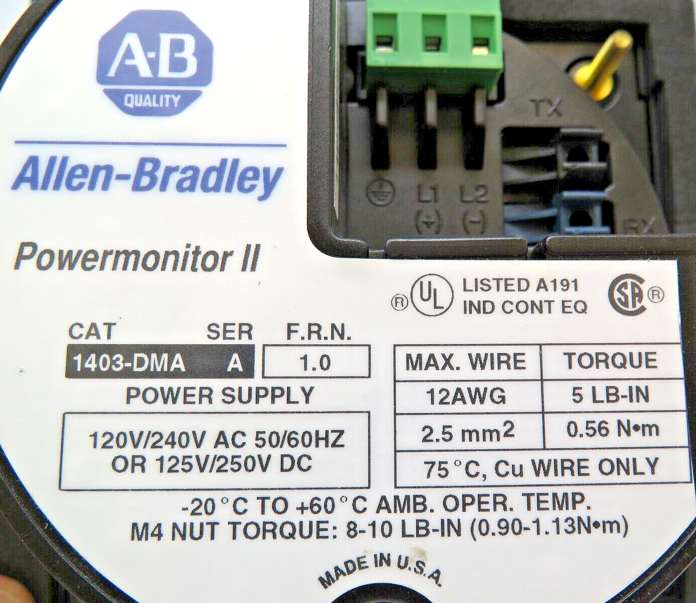 Allen-Bradley Powermonitor II 1403-DMA Display Module