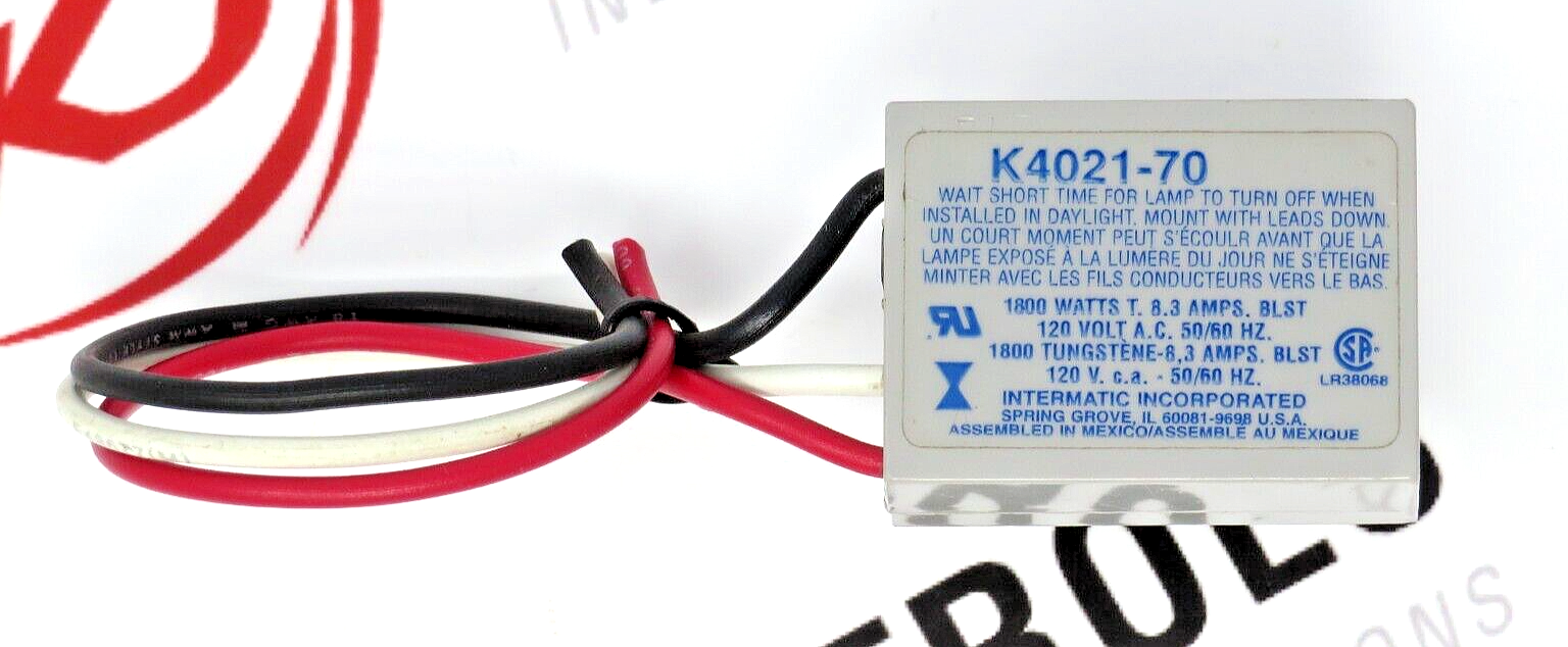 Intermatic K4021-70 Button Thermal Photocontrol, 120V, 1800W, 1000VA